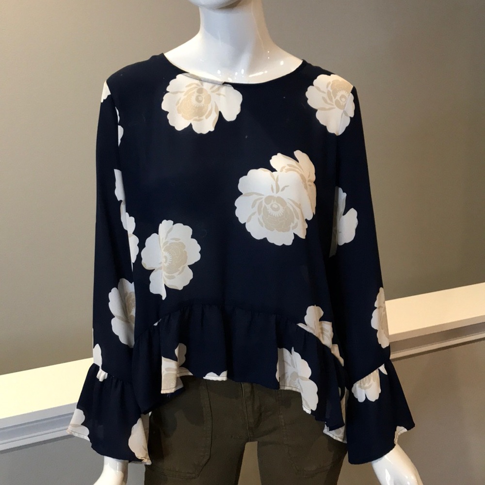Blue flowered blouse